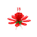 Hot sale double petal tripod rotating Chrysanthemum music birthday candle with number  from factory